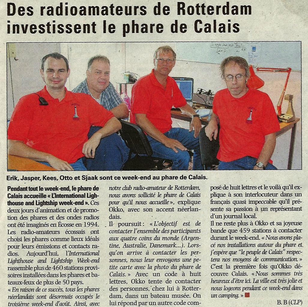 Krantenknipsel - Des radioamateurs de Rotterdam investissent le phare de Calais